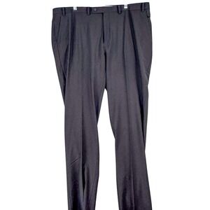 Calvin Klein Dress Pants Mens 42x37 Black Wool Stretch Flat Front Tapered Leg